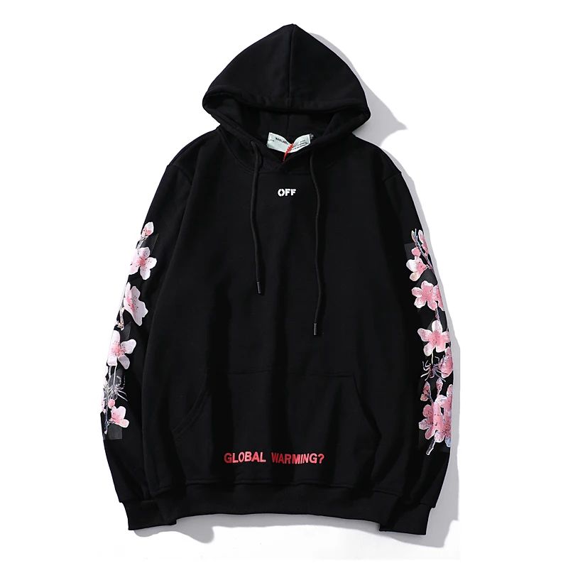 С принтом цветов стрела 19ss Off-White OW Мужская/Женская осенне-зимняя хлопковая модная повседневная свободная толстовка с капюшоном куртка с капюшоном