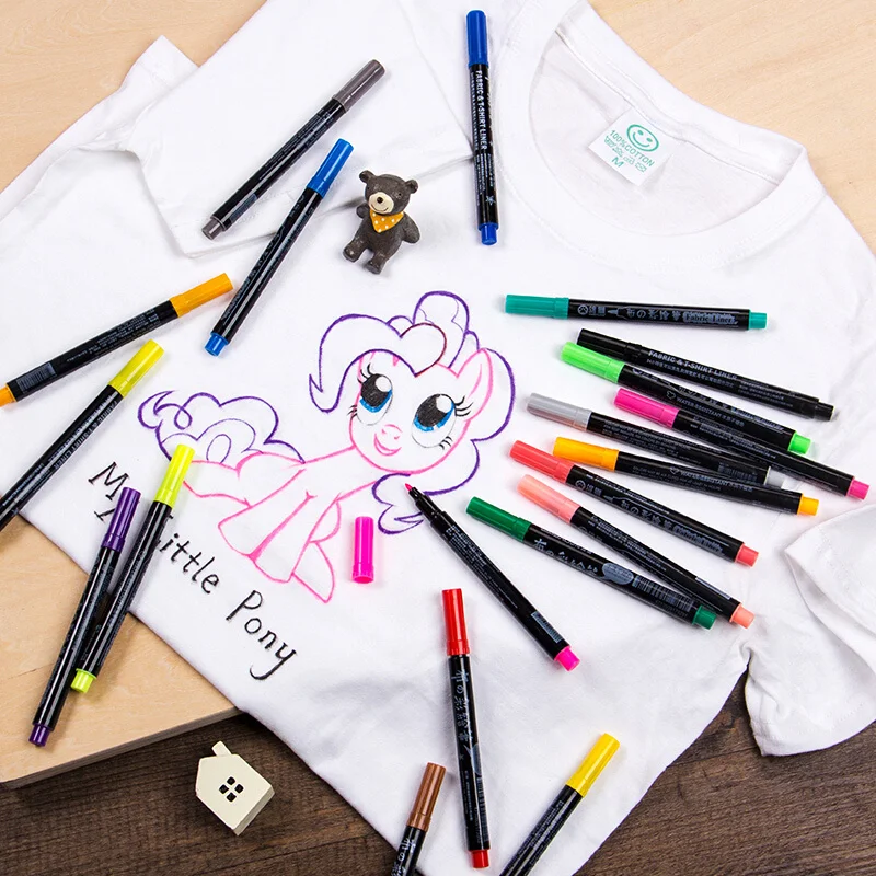 

20 Colors 1mm Permanent Art Marker for Fabric T-shirt Liner Textile Ink Cloth Paint Color DIY Design for Artist