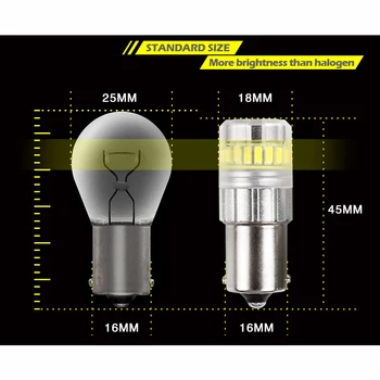 

CN360 2pcs 1156 BA15S S25 P21W 1157 BA15D LED Turning Signal Light Car Back up Reverse Brake Bulb 7W 650LM White Red Yellow