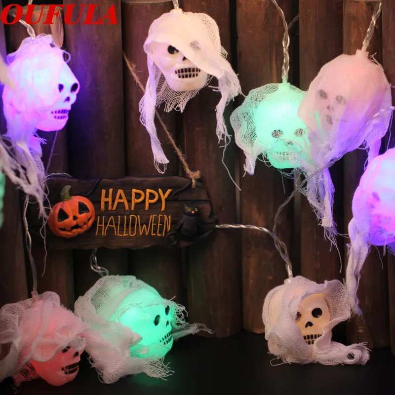 

Ghost lantern Halloween decoration lamp funny party trickery supplies LED skull lantern string battery case