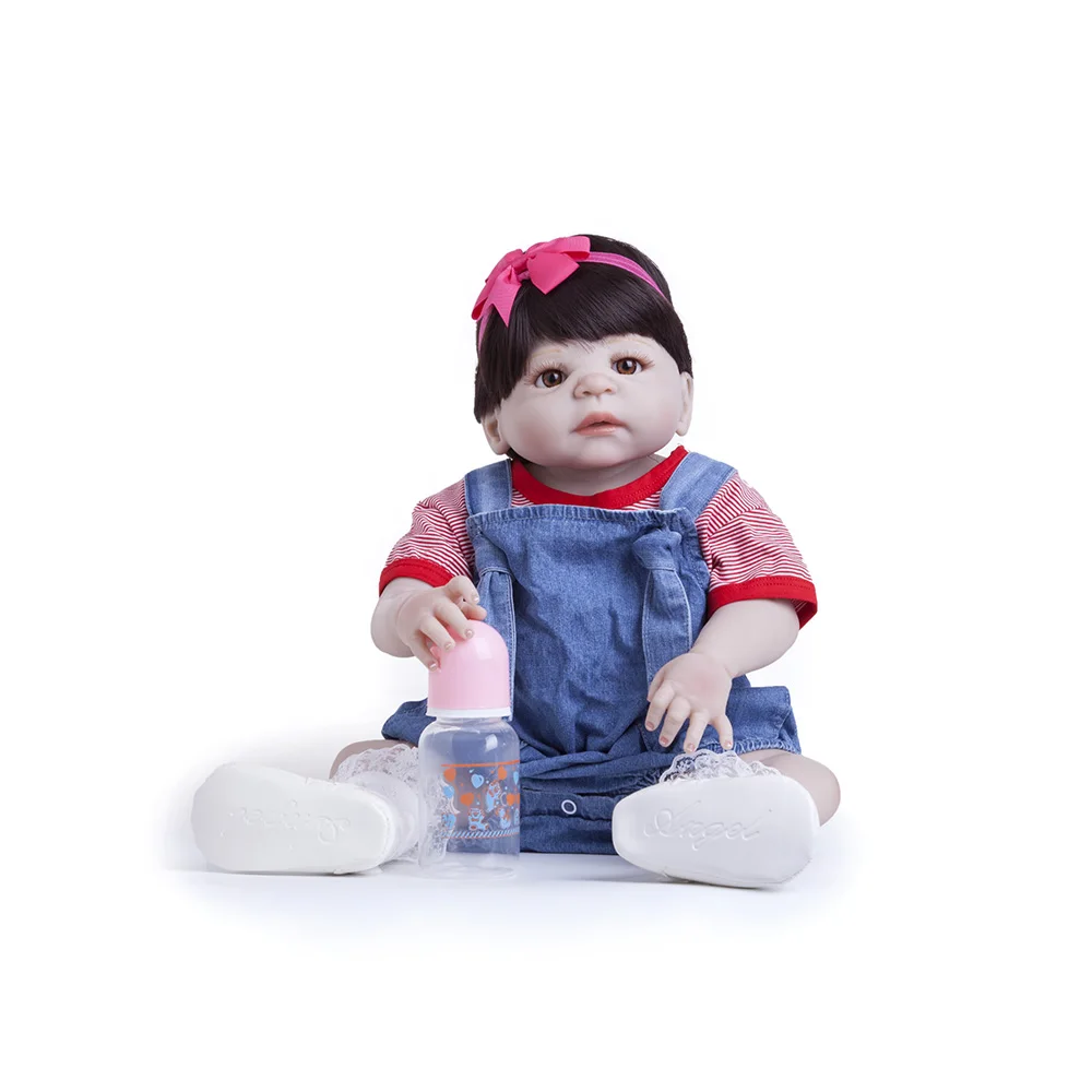 55 см полностью силиконовая кукла Reborn Baby Doll игрушка Bebe 22 дюйма новорожденная
