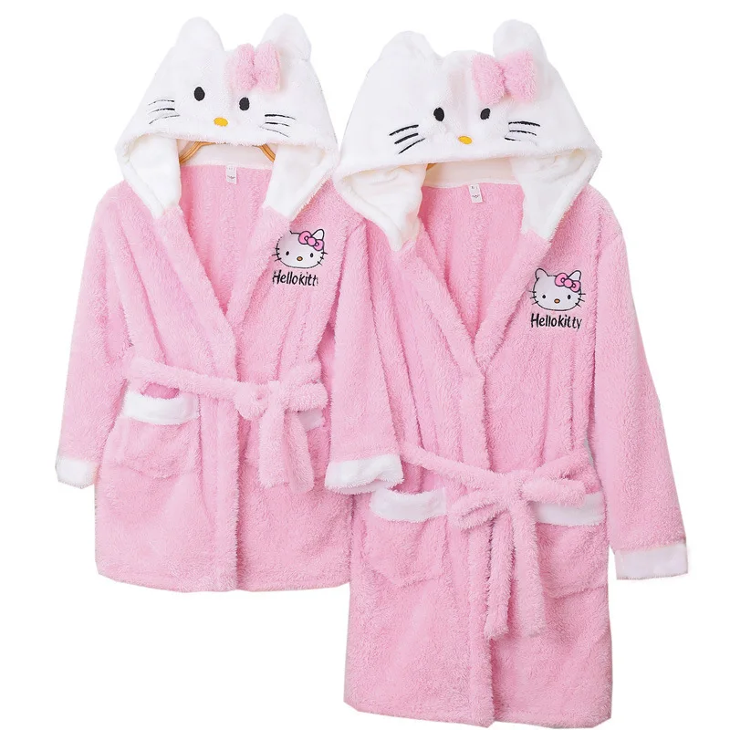 Одежда «Мама и я»; теплый фланелевый банный халат; зимнее корейское кимоно с героями мультфильмов; халат; Ночная одежда; одежда для сна