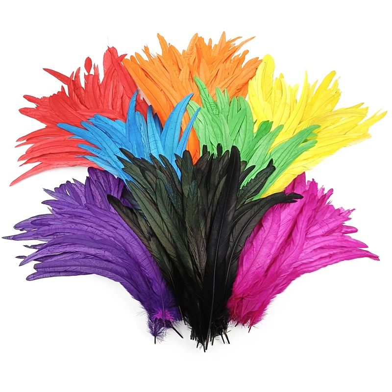 100 Piume Di Gallo Colorate Per Decorazione - 40-45cm | Per Carnevale, Costumi, Fai Da Te - Foto 4