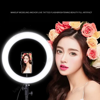 

Photography Dimmable LED Selfie Ring Light Youtube Video Live 3500-5500k Photo Studio Light With Phone Holder Tripod CD50 T10