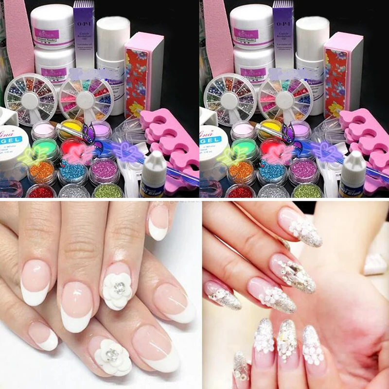 32Pcs Nail Art Tools Kit Professional UV Gel Finger Extension Nail Brushes Acrylic Powder Glitter Nail Decoration Powder Glitter