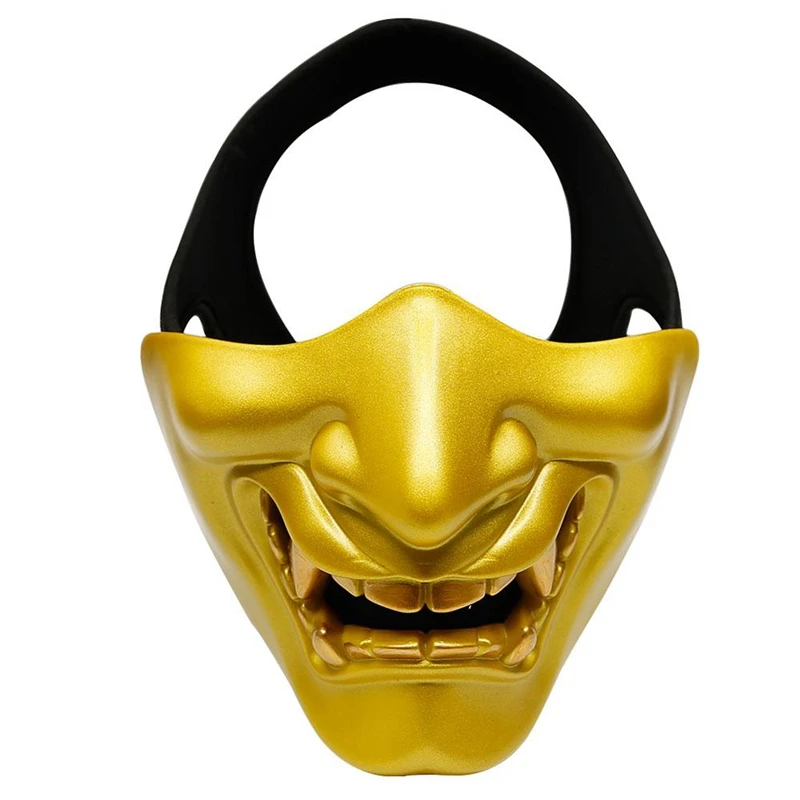Yellow Костюм для косплея на Хеллоуин кариес зуб злой демон Кабуки Самурай половина покрытия маска вечерние страшные украшения - Color: Yellow