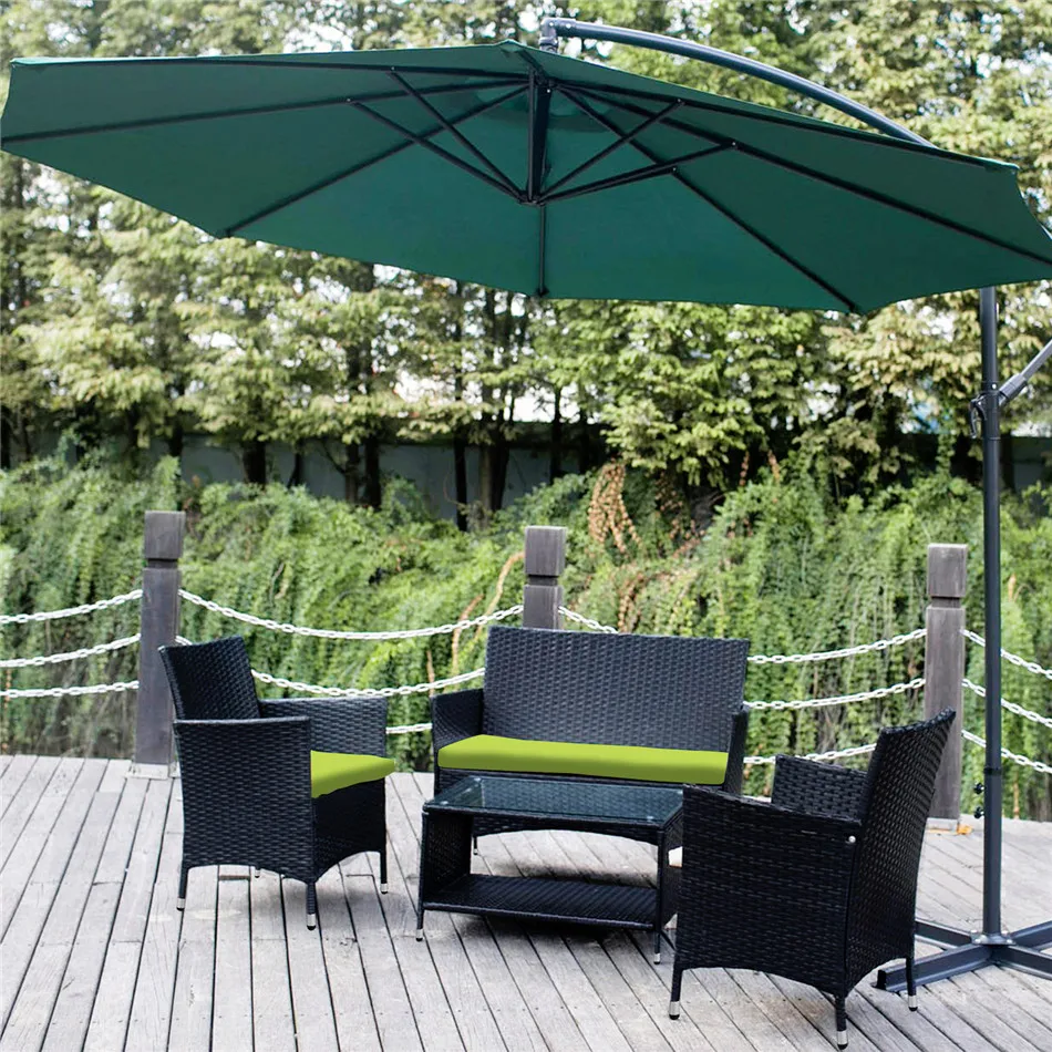 4 Pcs Patio Furniture Outdoor Garden Conversation Wicker Sofa Set Green Cushions Steel Frame Pe Rattan Boddy Garden Sofas Aliexpress