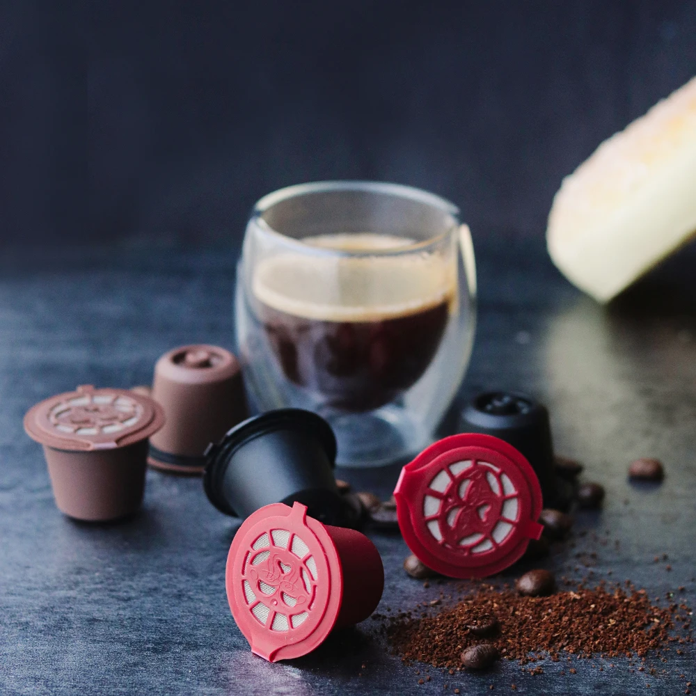 

Two Version Nespresso Coffee Capsule Filter Cup Refillable Reusable Espresso Coffee Dripper Crema Baskets Plastic Pod Metal Mesh
