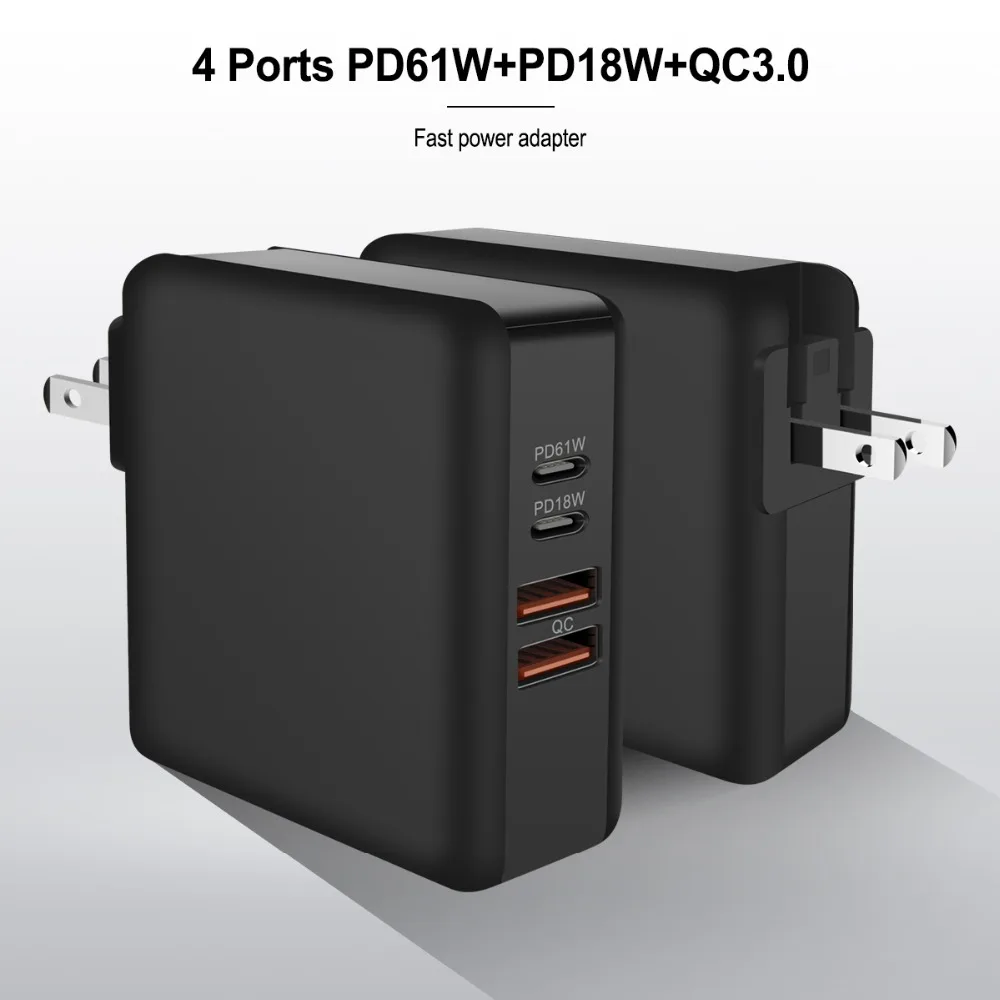 3 в 1 многопортовое USB зарядное устройство для мобильного телефона 61 Вт PD QC3.0 ноутбук быстрый адаптер питания док-станция Быстрая зарядка PD18W порт США/ЕС/Великобритания штекер