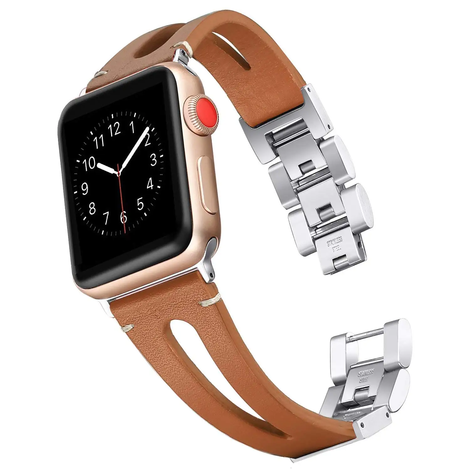 Ремешок JANSIN из натуральной кожи для Apple Watch 38 мм 42 40 44 браслет iWatch Series 6 SE 5 4 3 мужчин