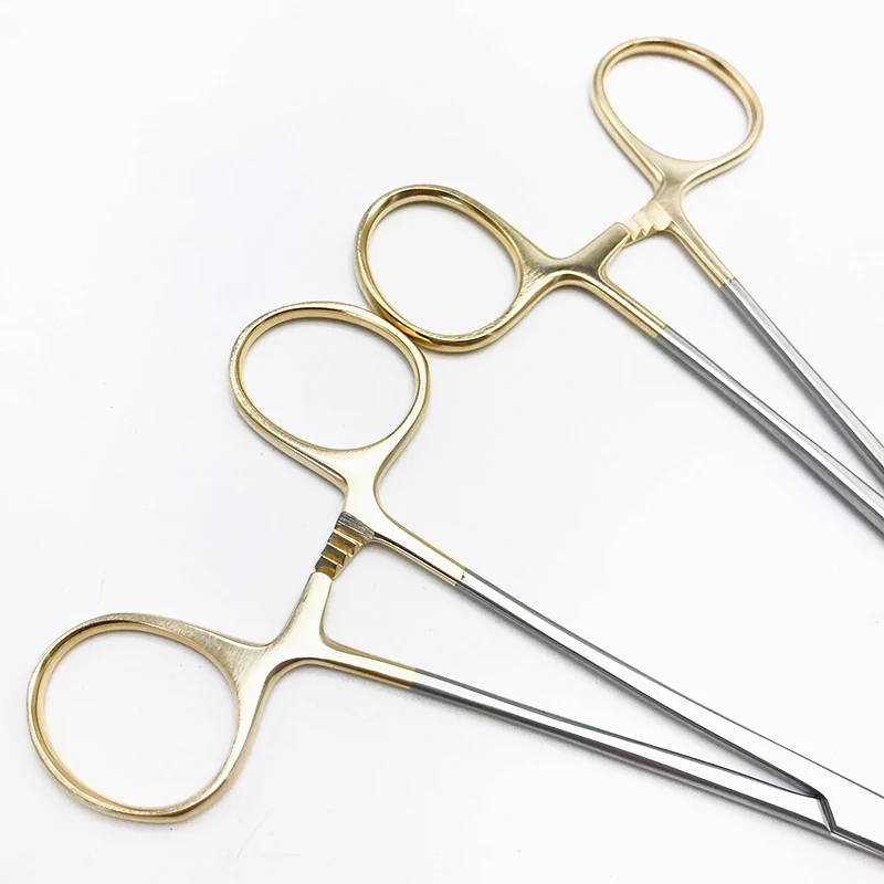 Stainless steel Hemostatic forceps Surgical instrument hemostat Gold handle