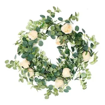 

with 8 Roses Romantic Fashion Creative Artificial InsRattan Simulated Eucalyptus Artificial Plant Photo Props Livingroom