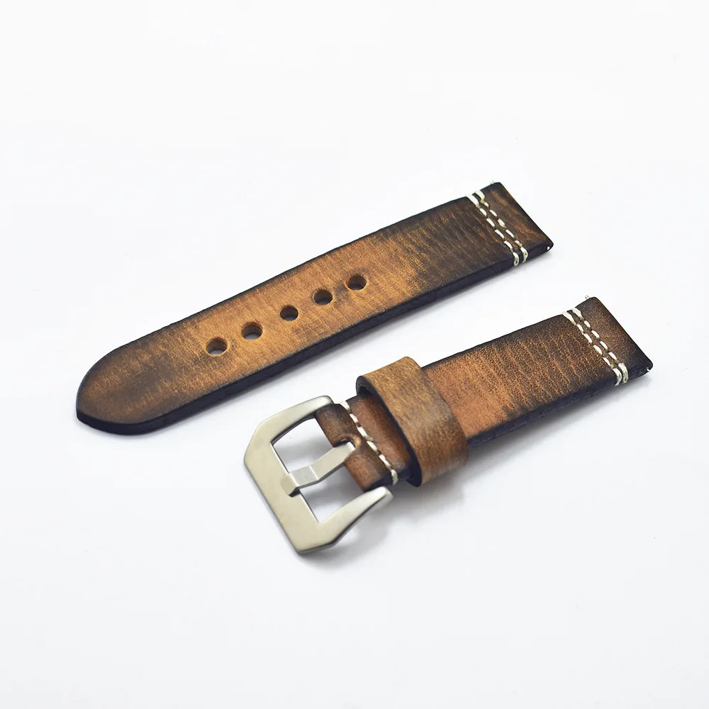 

20mm 22mm 24mm 26mm Handmade Italian Brown Vintage Genuine Leather Watch Band Strap for pan Men Watchband Strap for PAM