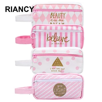 

Cute Pink School Pencil Case Fabric Pen Bag Etui A Crayons Cuir Pencil Pouch Stifte Tasche Student School Bag Plumier 04893