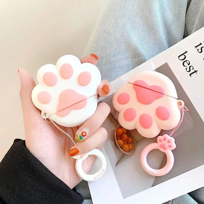 Милый чехол с мультяшным медведем для AirPods, силиконовый чехол с Bluetooth, защитный чехол для наушников, для Airpods 2, милый ремешок с кольцом на палец