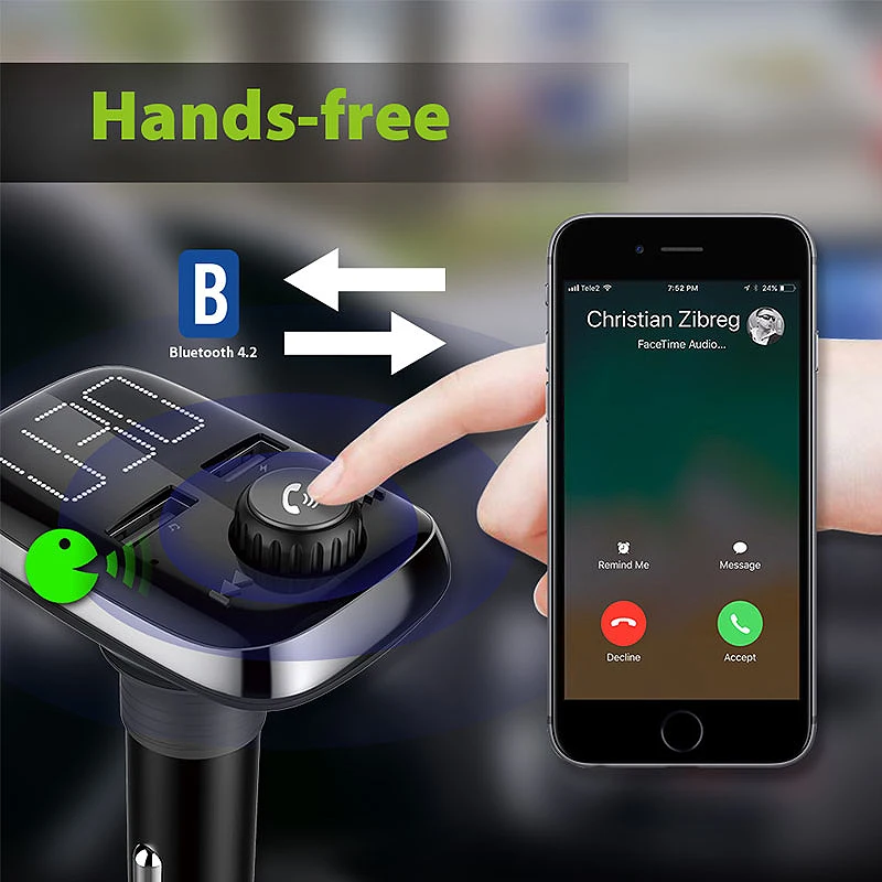 AAAE Top-Bt74 Bluetooth автомобильный комплект fm-передатчик MP3-плеер двойной Usb порт зарядное устройство 3.4A быстрое зарядное устройство Обнаружение напряжения Sd карта Play