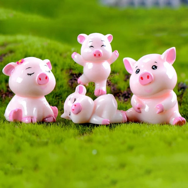 4pcs/set Cute Pig Family Animal Model Figurine Home Decor