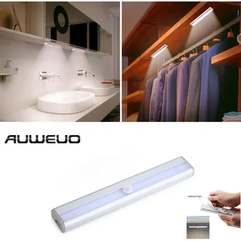 

AUWEUO Wireless LED Under Cabinet Lights 6/10 LEDs Closet Light Motion Sensor Activated Night Light for Kitchen Desk