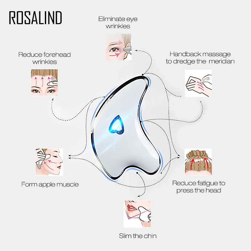 ROSALIND массажер для лица Guasha Electirc устройство для подтяжки шеи подтяжки лица USB перезаряжаемое устройство для похудения тела подтяните инструменты для выскабливания машина