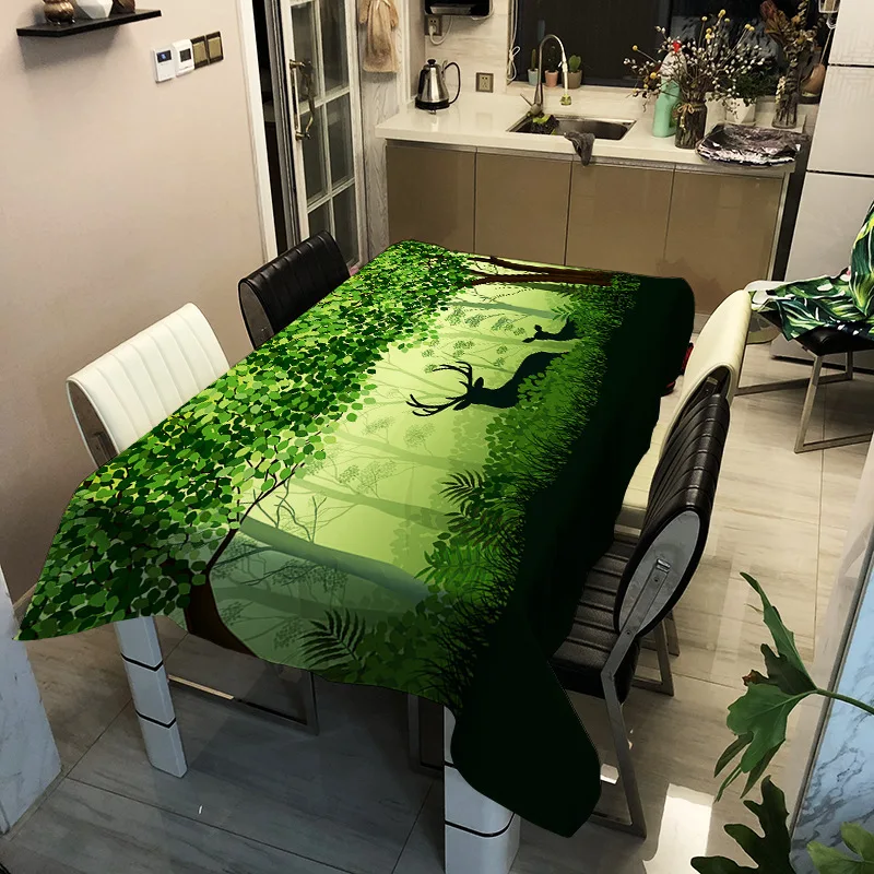 Скатерть с 3D принтом мультяшных животных, скатерть моющаяся, Пылезащитная, с рисунком оленя, скатерть для дома, декоративная