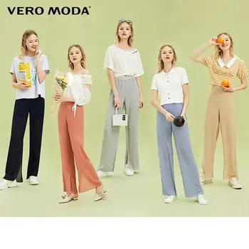 

Vero Moda Women's Ins Style Loose Fit Straight Fit Elastic Waist Streetwear Chiffon Pants | 3201PL501