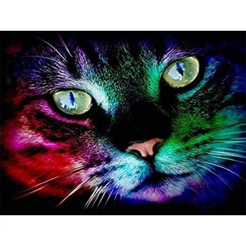 

5D Diamond Embroidery Colorful Cat Head Needle Thread Paste DIY Cross Stitch Diamond Mosaic Home Decoration
