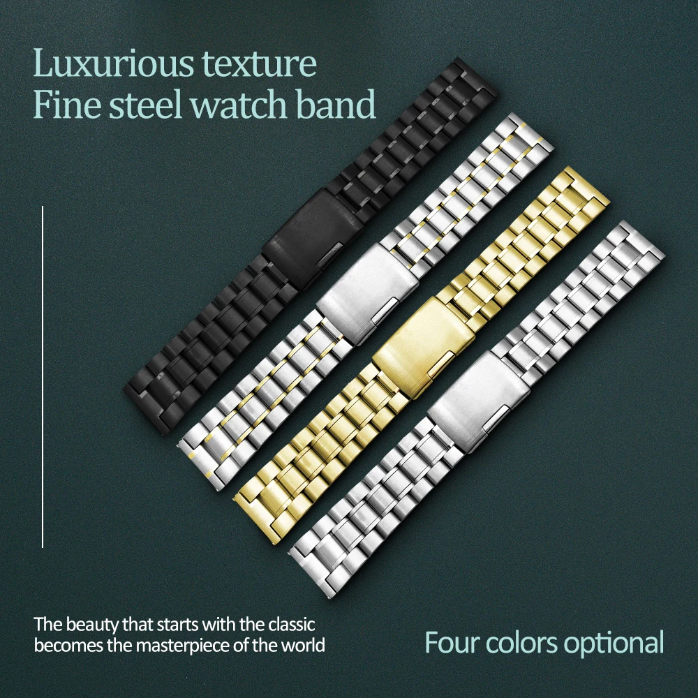 

Solid Stainless Steel Watchbands Silver 14 16 18 19 20 21 22 23 24 26mm Metal Watch Band Strap Wrist Watches Bracelet +Tool