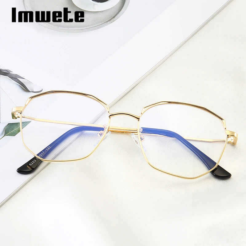 

Imwete Irregular Eyebrow Optical Men Women Glasses Frame New Vintage Metal Legs Transparent Lens Female Decoration Eyewear