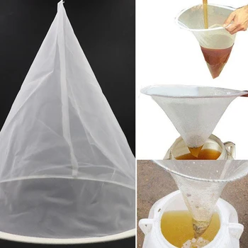 

1PCS Mesh Nylon Cone-Shape Honey Strainer Filter Fiber Net Single Layer White Beekeeping Tools Purifier Apiary Equipment