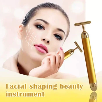 

2019 Beauty Bar 24k Golden Pulse Facial Massager T Shape Gold Face Beauty Massager Instant Face Pull Tight Firm