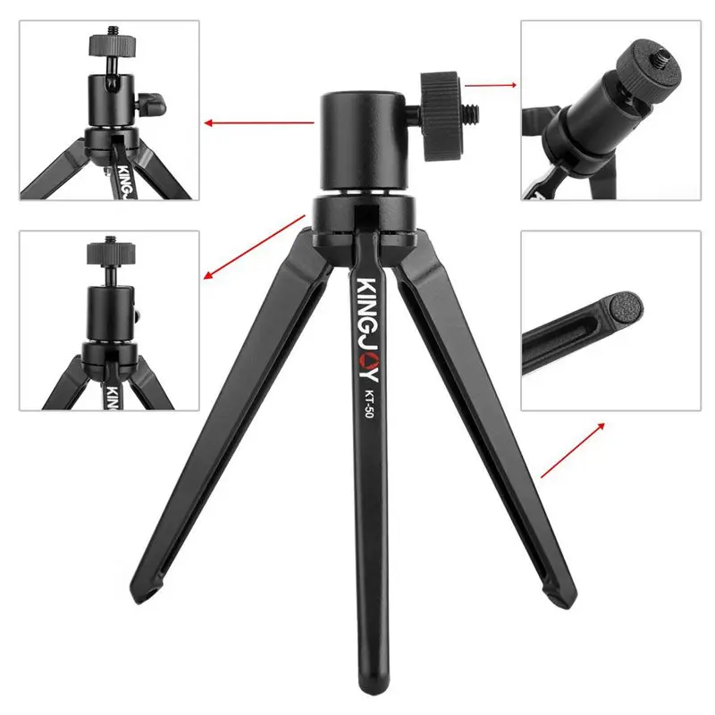KINGJOY KT-50 настольный мини-штатив портативный Настольный дорожный штатив с ножками и поворотной шаровой головкой для цифровой видеокамеры DSLR