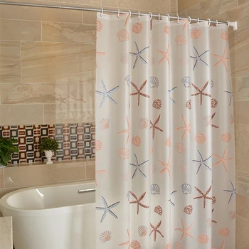 

10 Style Modern Shower Curtain Waterproof Mildew Shower Curtains Starfish Seaside Style Bath Curtain for Bathroom Shower Room