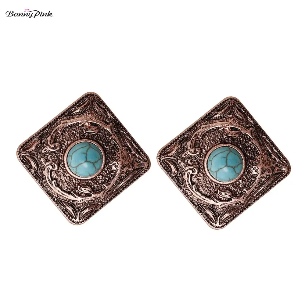 

Banny Pink Vintage Alloy Square Stud Earrings For Women Bohemia Geometric Stone Post Earrings Tribal Gypsy Indian Earring Brinco