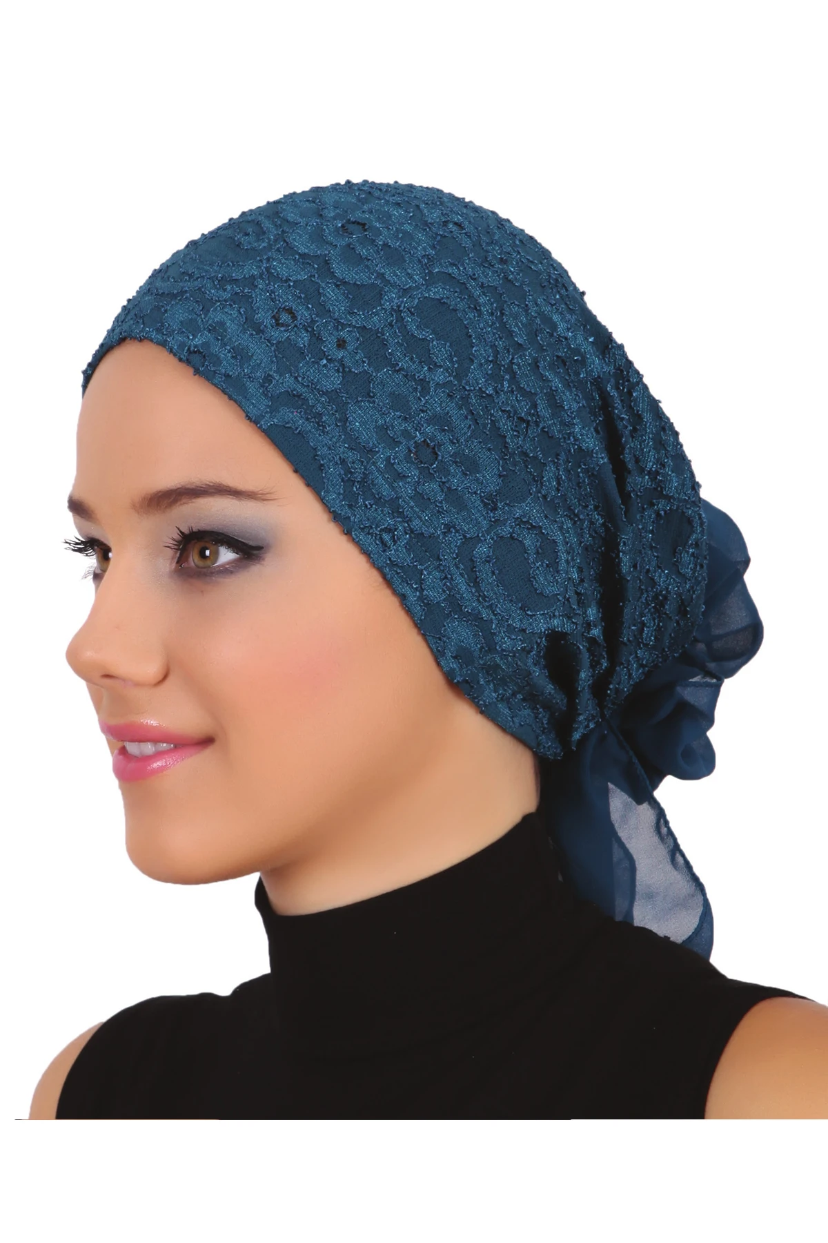 2022 New Fashion Lace Gauzy Ready Made Turban Hijab Bonnet Scarf Cancer Cap Special Women Product Beret Bandana Muslim Chemo All Season Rib Pearl Bead