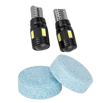 

2Pcs Car Canbus T10 LED Light 5730 6Smd 12V Bulbs & 30Pcs Car Windshield Glass Concentrated Clean Washer Tablets