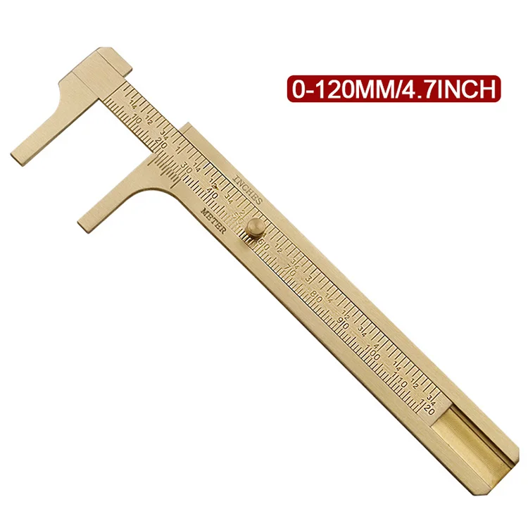 Description Picture 5 of item0-120mm Mini Brass Caliper Pure Copper Vernier Double Single Scale Measuring Ruler Retro Portable