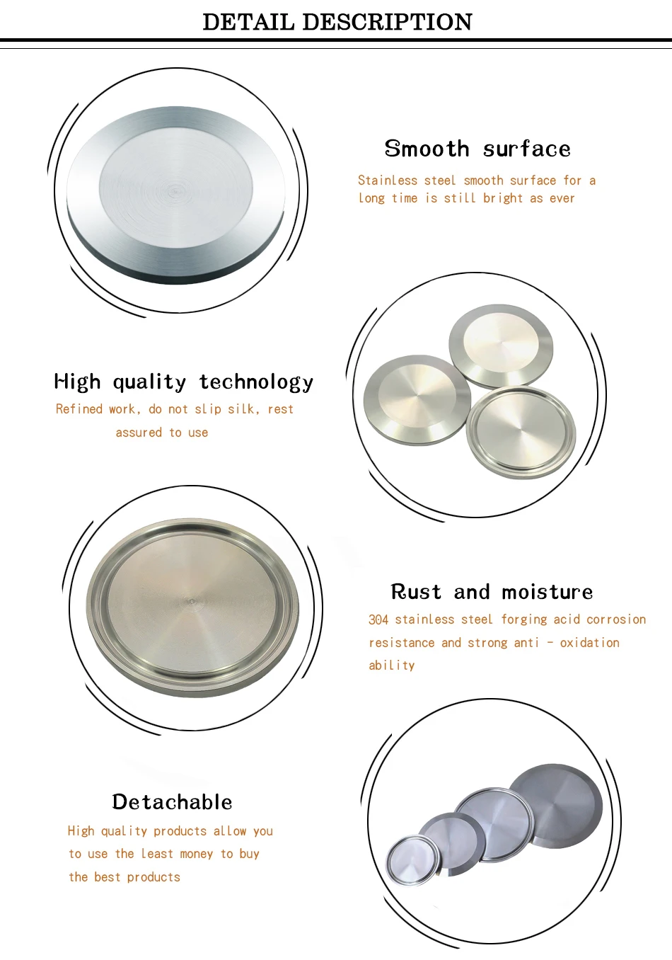 YQBS Sanitär-Endkappen-Blindplatte, Tri-Clamp-Ferrule, Flansch, Edelstahl, SUS SS 304, Blindplatte – Detail 4