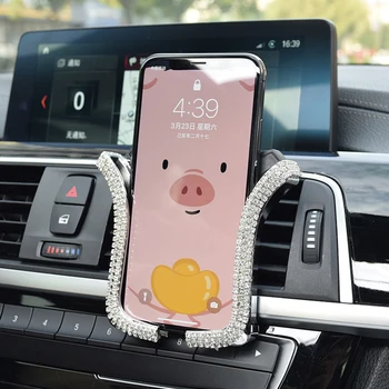 

Universal Car Phone Holder With Bing Crystal Rhinestone Car Air Mount Clip Cell Phone Holder For Phone In CarStable Holder