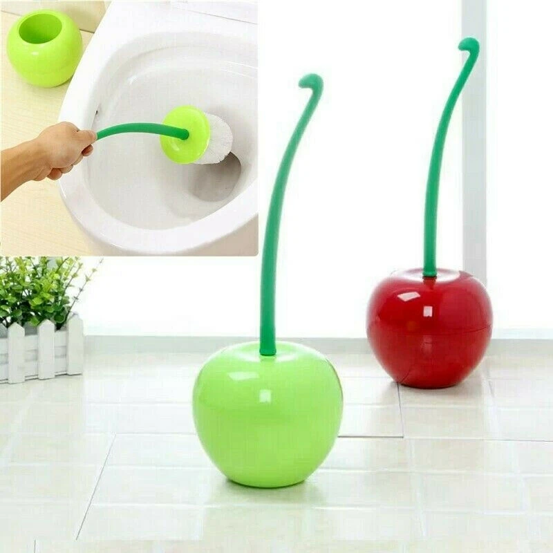 Cepillo para inodoro creativo con forma de hermosa cereza, juego de escobilla y soporte para inodoro, accesorios para baño