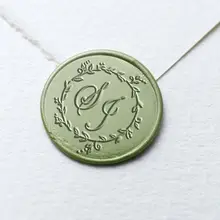 Инициалы с листьями воск печать штамп/индивидуальная восковая печать комплект/Свадебная печать штамп/специальная печать штамп/приглашение печать штамп