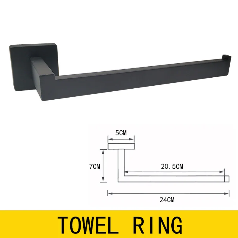 Towel Ring Набор оборудования для ванной комнаты черный крючок для халата вешалка для полотенец Бар Полка держатель тканевой бумаги держатель зубной щетки аксессуары для ванной комнаты A - Цвет: Towel Ring