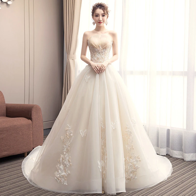 simple wedding dresses champagne color