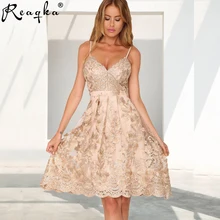 Reaqka, сексуальное летнее платье с открытыми плечами и цветочной вышивкой, с золотой проволокой,, Повседневное платье на бретельках с открытой спиной, винтажные платья Vestidos