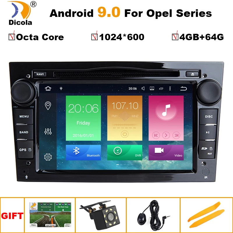 7 дюймов ips, Octa Core, 4 Гб+ 64G android 9 автомобильный dvd для Opel Meriva birtha Zafira Veda Agila Corsa Vectra Astra H 2006 2007 2008 2009