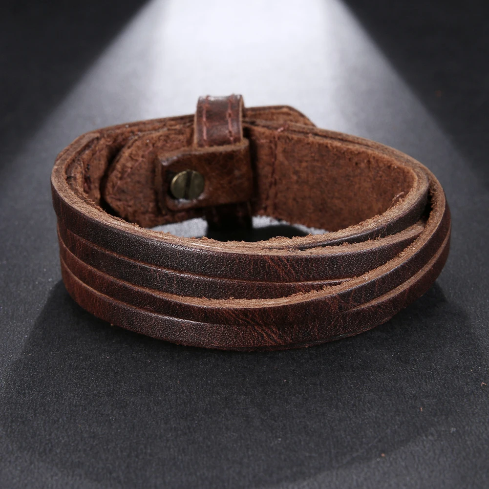 Vintage Hand Woven Multilayer Leather BraceletCuff Wide Leather Adjustable Bracelet For Men Leather Bracelet