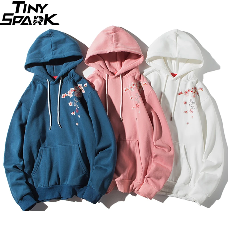 Goedkoop 2019 Streetwear Hip Hop Hoodie Sweatshirt Borduurwerk Japanse Sakura Kraan Mannen Harajuku Hoodie Trui Katoen Blauw Japan Stijl
