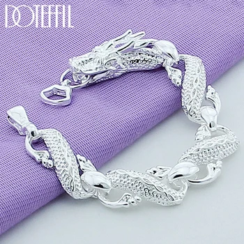 DOTEFFIL 925 Sterling Silver Dragon Cuff Bracelet For Man Women Charm Wedding Engagement Party Fashion Jewelry 1