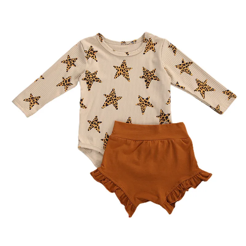 

Baby Girl Clothes Set Newborn Infant Toddler Clothes Fashion 2PCS Star Print Top Romper+Shorts Bebes Set Robe Bebe Free Shipping