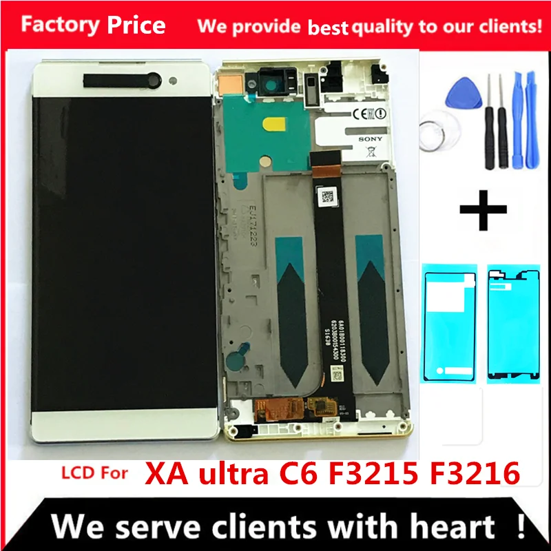 

For Sony Xperia XA Ultra LCD Display Touch Screen Digitizer Assembly With Frame Replacement For Xperia C6 F3211 F3212 6.0" LCDs
