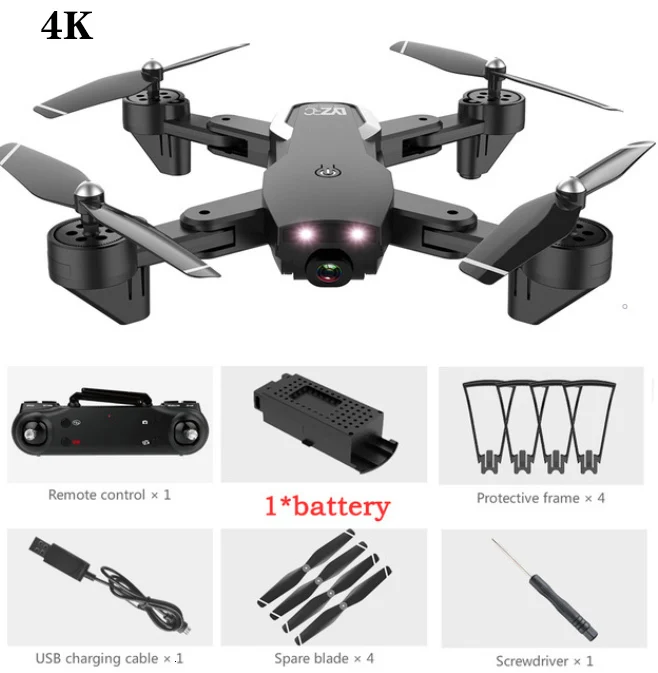 L107 Дрон 4K 2,4G wifi FPV с широкоугольным двойным HD Вертолет камеры игрушка 20 минут долгое время полета складной портативный - Цвет: Black 4K 1B